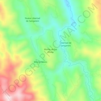 Monte de los Olivosの地形図、標高、地勢