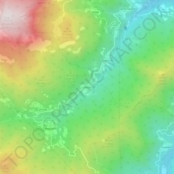 Livegliaの地形図、標高、地勢
