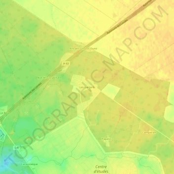 Les Gargailsの地形図、標高、地勢