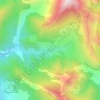 Grimoneの地形図、標高、地勢