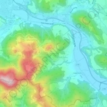 Loschentalの地形図、標高、地勢