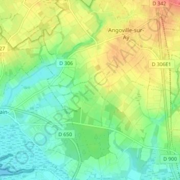 Cartotの地形図、標高、地勢