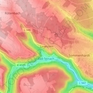 Zavelsteinの地形図、標高、地勢