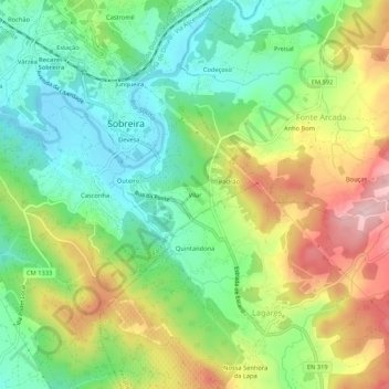 Vilarの地形図、標高、地勢