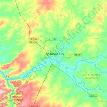 Rondonópolisの地形図、標高、地勢