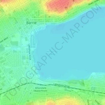 Kempenfelt Bayの地形図、標高、地勢