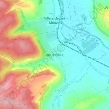 Autrecourtの地形図、標高、地勢
