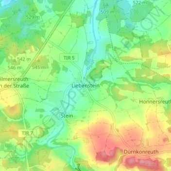 Liebensteinの地形図、標高、地勢