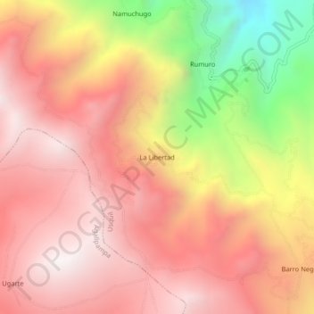 La Libertadの地形図、標高、地勢
