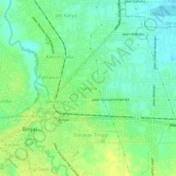 Nangkaの地形図、標高、地勢