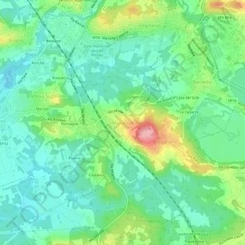 Malgessoの地形図、標高、地勢
