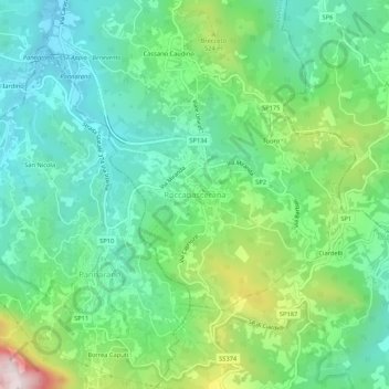 Roccabasceranaの地形図、標高、地勢