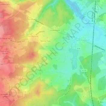 La Trocheの地形図、標高、地勢