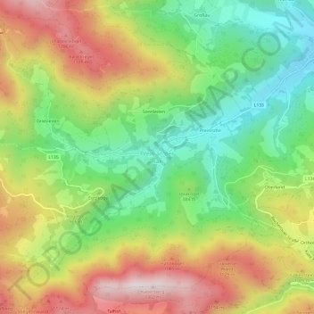 Prein an der Raxの地形図、標高、地勢