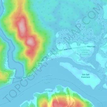 Cutipayの地形図、標高、地勢