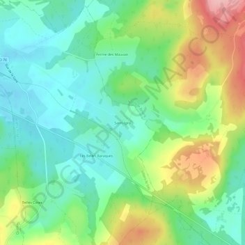 Saint-Ignyの地形図、標高、地勢