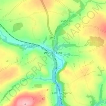 Wolf's Castleの地形図、標高、地勢