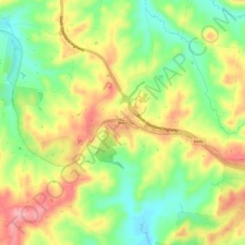 Benaの地形図、標高、地勢