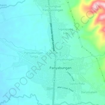 Kayu Jatiの地形図、標高、地勢