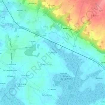 La Chênelaisの地形図、標高、地勢