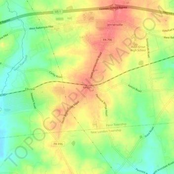 Keltonの地形図、標高、地勢
