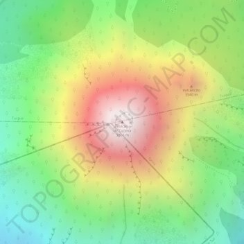 Volcán de Colimaの地形図、標高、地勢