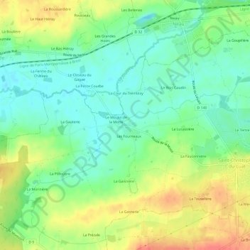 La Motteの地形図、標高、地勢