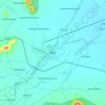 Salurの地形図、標高、地勢