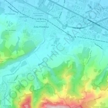 Gessoの地形図、標高、地勢