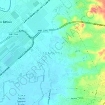 Las Mojonerasの地形図、標高、地勢
