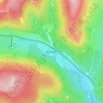 Byrnessの地形図、標高、地勢