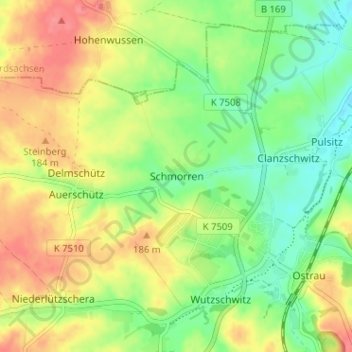 Schmorrenの地形図、標高、地勢