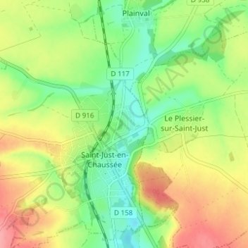 Le Rossignolの地形図、標高、地勢