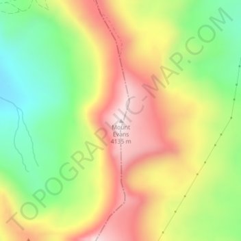 Mount Evansの地形図、標高、地勢