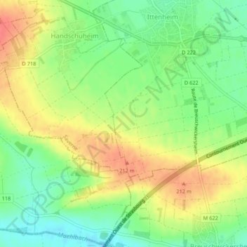 Rohrackerの地形図、標高、地勢