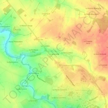La Lerandièreの地形図、標高、地勢
