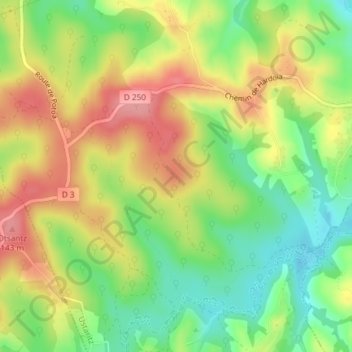Hardoiaの地形図、標高、地勢