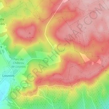 Hameau de Vertuelleの地形図、標高、地勢
