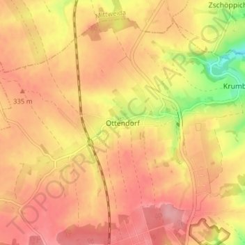 Ottendorfの地形図、標高、地勢