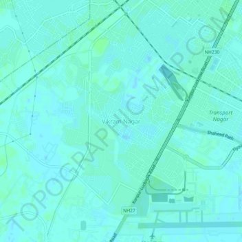 Vikram Nagarの地形図、標高、地勢