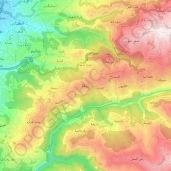 Broumanaの地形図、標高、地勢