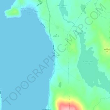 Broad Coveの地形図、標高、地勢