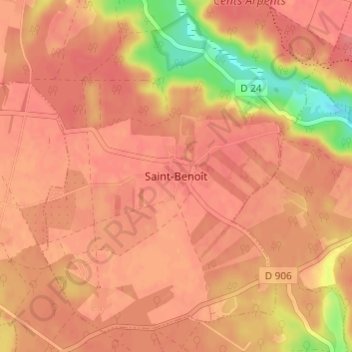 Saint-Benoîtの地形図、標高、地勢