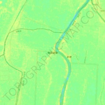 梅田湖镇の地形図、標高、地勢
