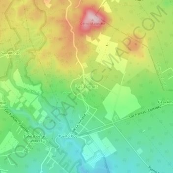 Las Lomasの地形図、標高、地勢