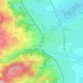 Fenouilleの地形図、標高、地勢