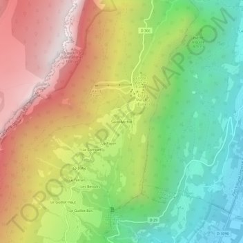 Saint-Michelの地形図、標高、地勢