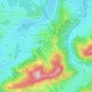 Stockachの地形図、標高、地勢