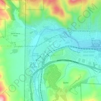Verdiの地形図、標高、地勢