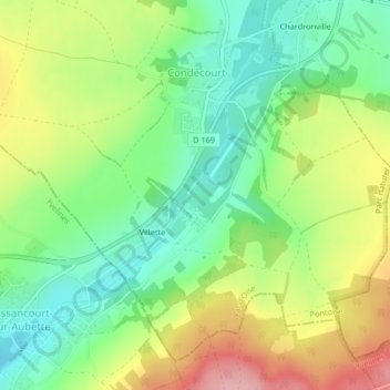 Parc de Villetteの地形図、標高、地勢